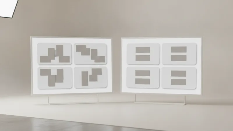 Side-by-side comparison: misaligned card grid on the left, perfectly aligned subgrid cards on the right