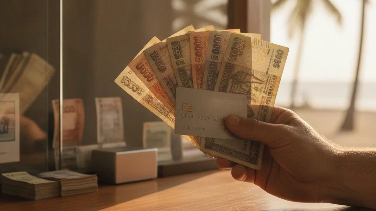 Paying by card and cash rupees in Sri Lanka
